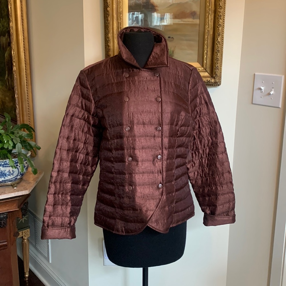 Samuel Dong Moto Jacket in Metallic Brown
